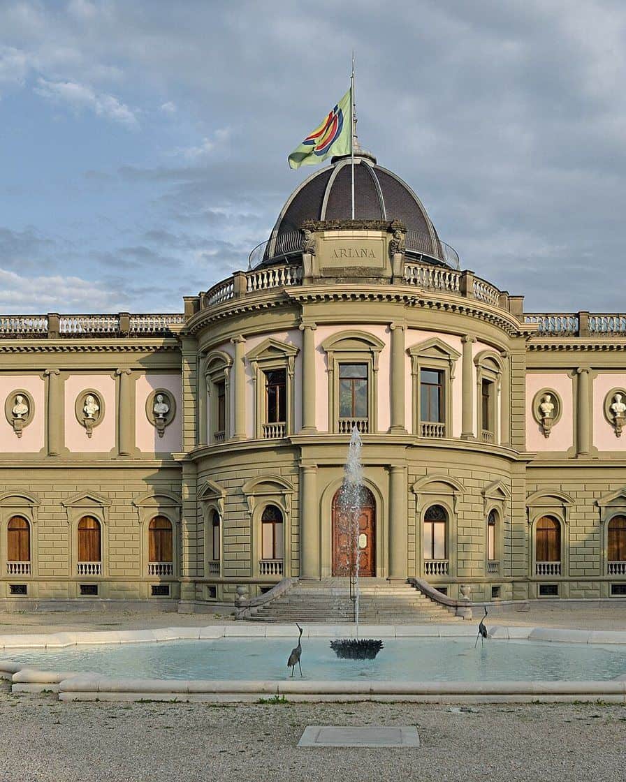 The Musée Ariana in Geneva, a domed palace devoted to ceramics and glass, in its park near the Place des Nations