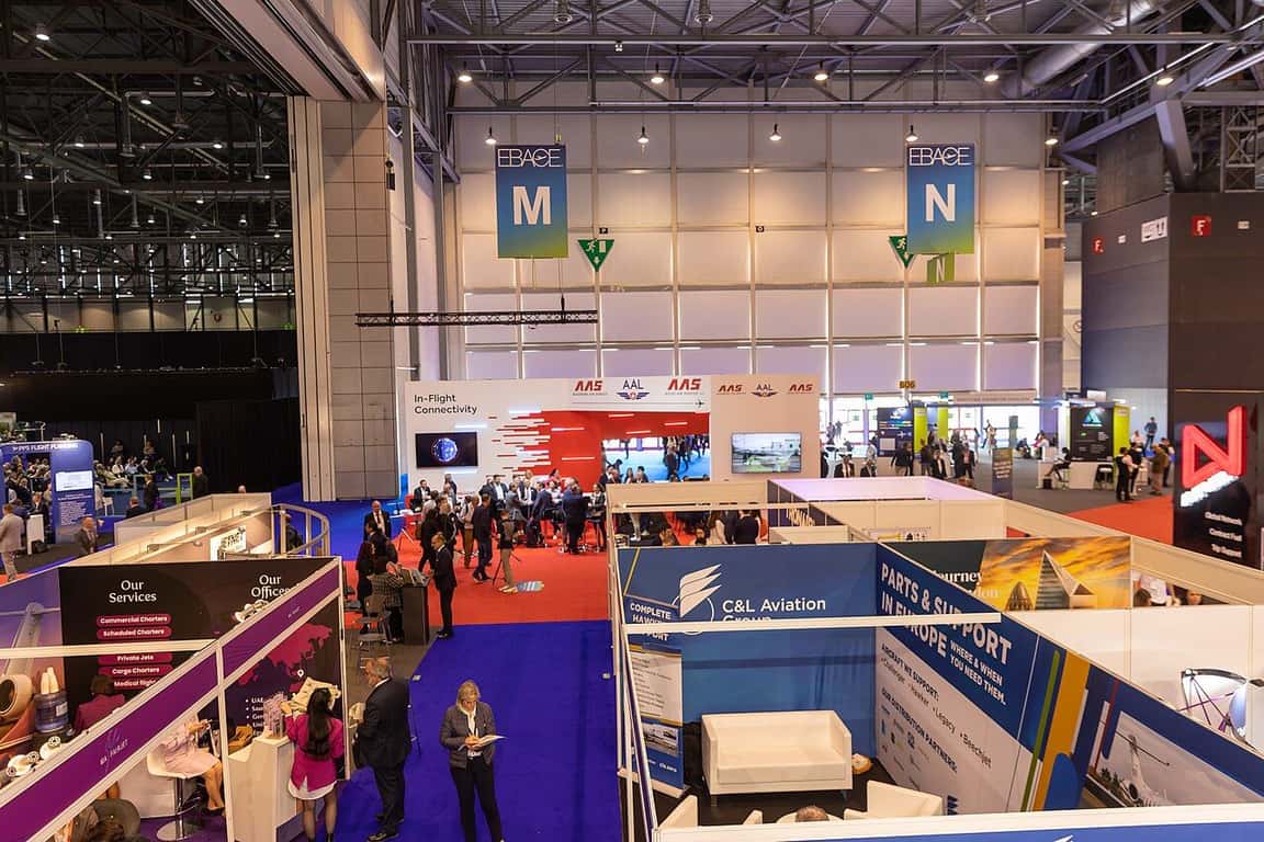 A Palexpo hall in Le Grand-Saconnex during a trade fair laid out in stands